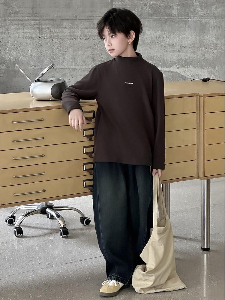 Suéter Quente e Grosso para Meninos - Moda Casual Outono/Inverno 2025 Gola Alta