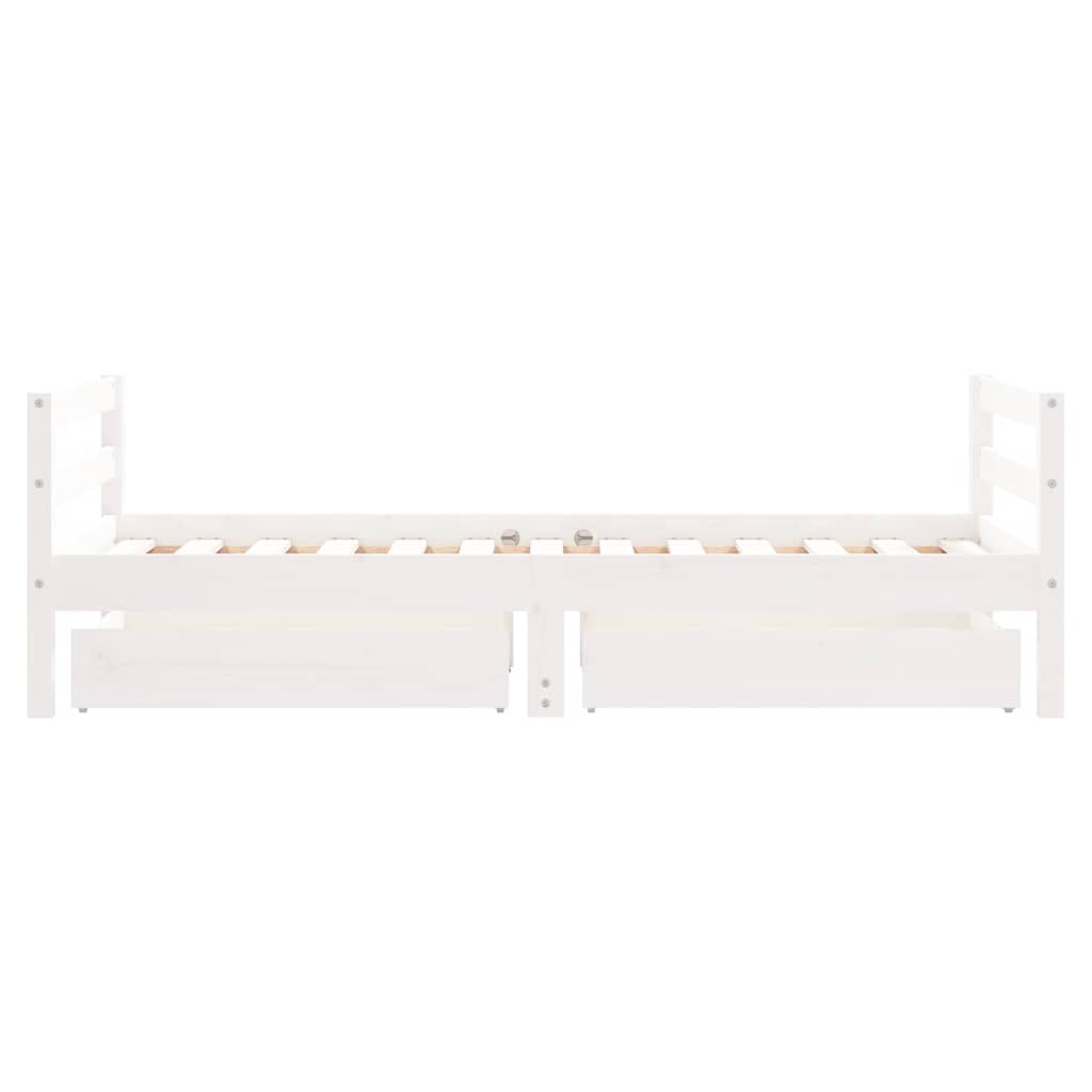 Kids  Bed with Drawers White 80 x 160 cm Solid Pine Wood
