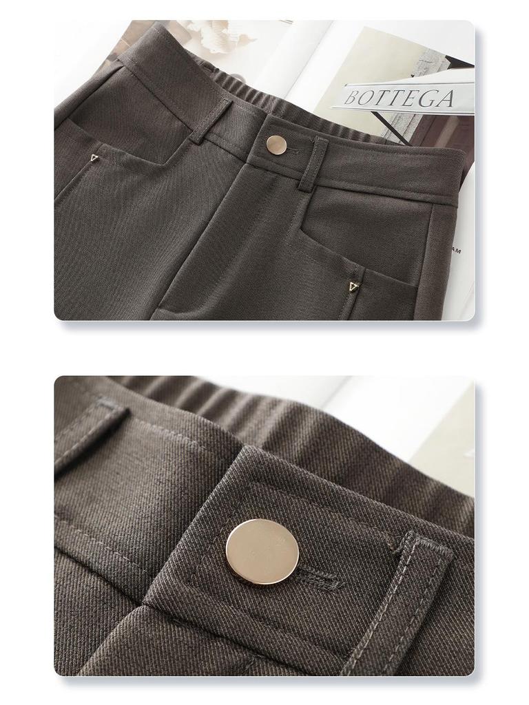 Women's 2025 Beige Wide-Leg High-Waisted Slimming Pants - Spring & Autumn Casual Straight-Leg Trousers