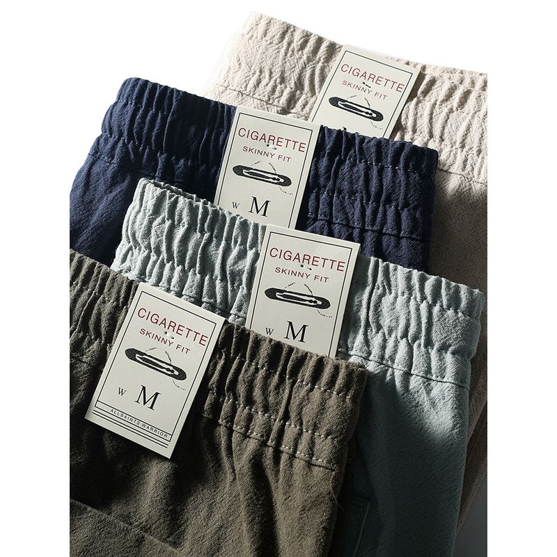 Linen Shorts Men's Loose Summer Thin 2024 New Arrival Cotton Linen Cropped Pants Export Export Men's Pants Casual Pants