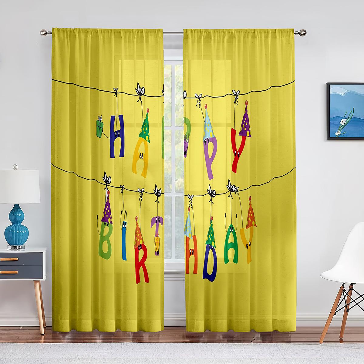 Празднование Дня рождения Яркие Шары Прозрачные Шторы для Гостиной Вуаль Штора Спальня — фото 13