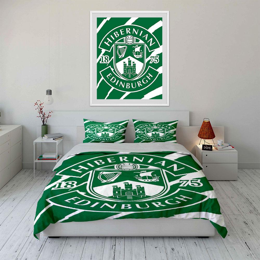 Hibernian FC Green Bedding Set Bedding Duvet Cover Set Duvet Cover Pillowcases (1 * Duvet Cover 2 * Pillowcases, Without Duvet Insert)
