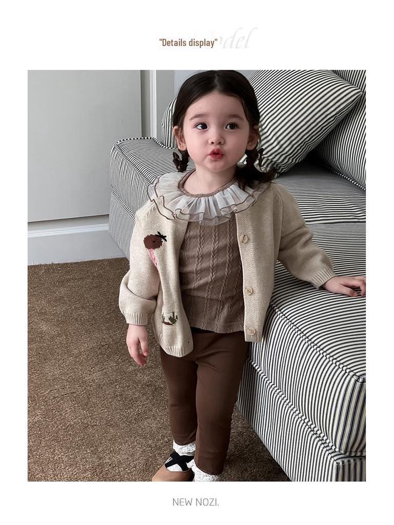 Children's Korean Style Autumn Outfits: Girls' Cardigan Coat Set