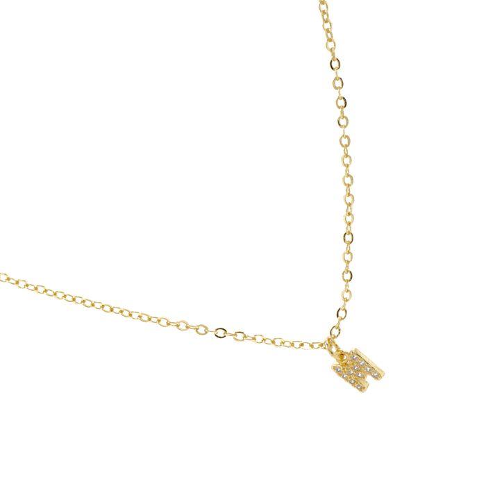 Luxenter Halskette mit glänzendem Zirkonia, 18 Karat Goldfinish - Buchstabe M