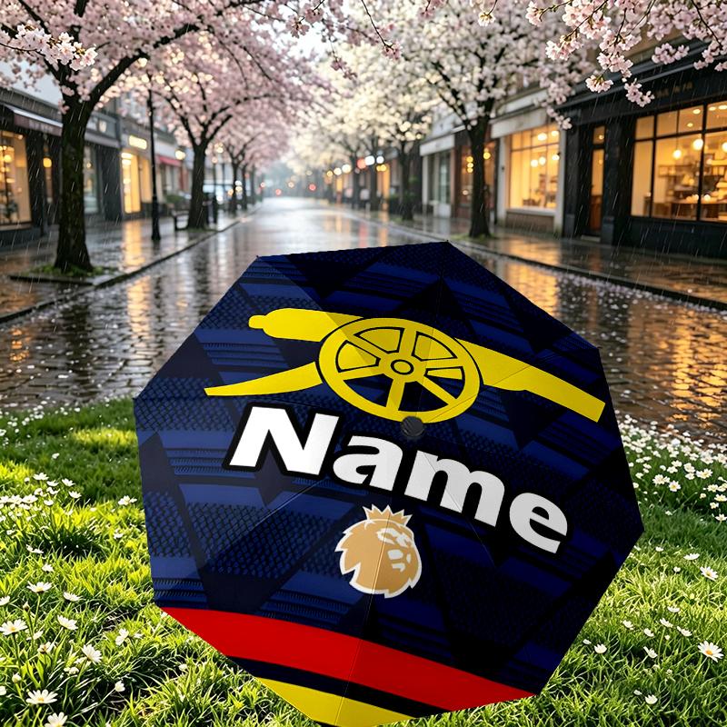 Custom Name Personalized football team Print Umbrella, Auto Open Close, 8‑Rib Sturdy Frame, Commute Camping Hiking Use, Birthday Gift