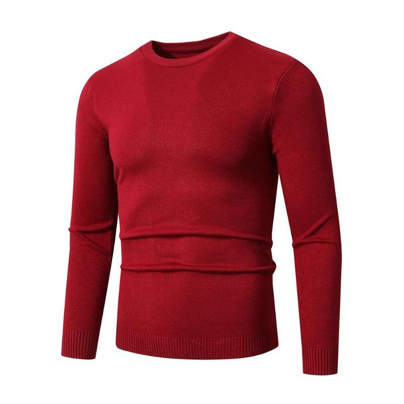 Men S Slim Fit Crew Neck Long Sleeve Knit Sweater Autumn Casual