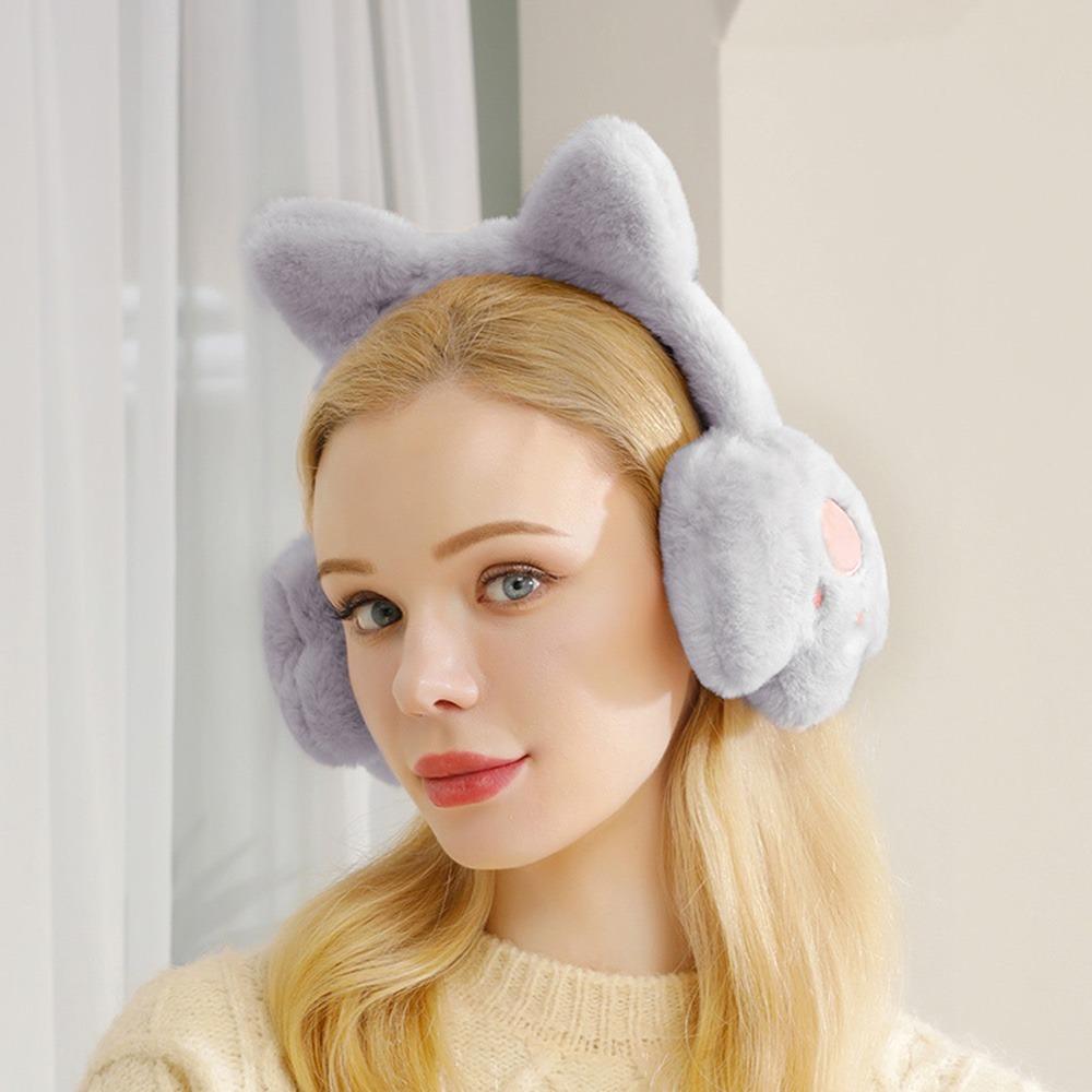 

Thickened Plush Warm Ear Muffs Cartoon Ear Protection Accessories Plush Ear Cover Autumn Winter серый