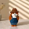 Western Cowboy Dog Figurine Style Pipe Puppy Figurine, Hand Carved Basswood Unique Painted Craft Gift Statue, Compact Ornament for Home Office Desktop