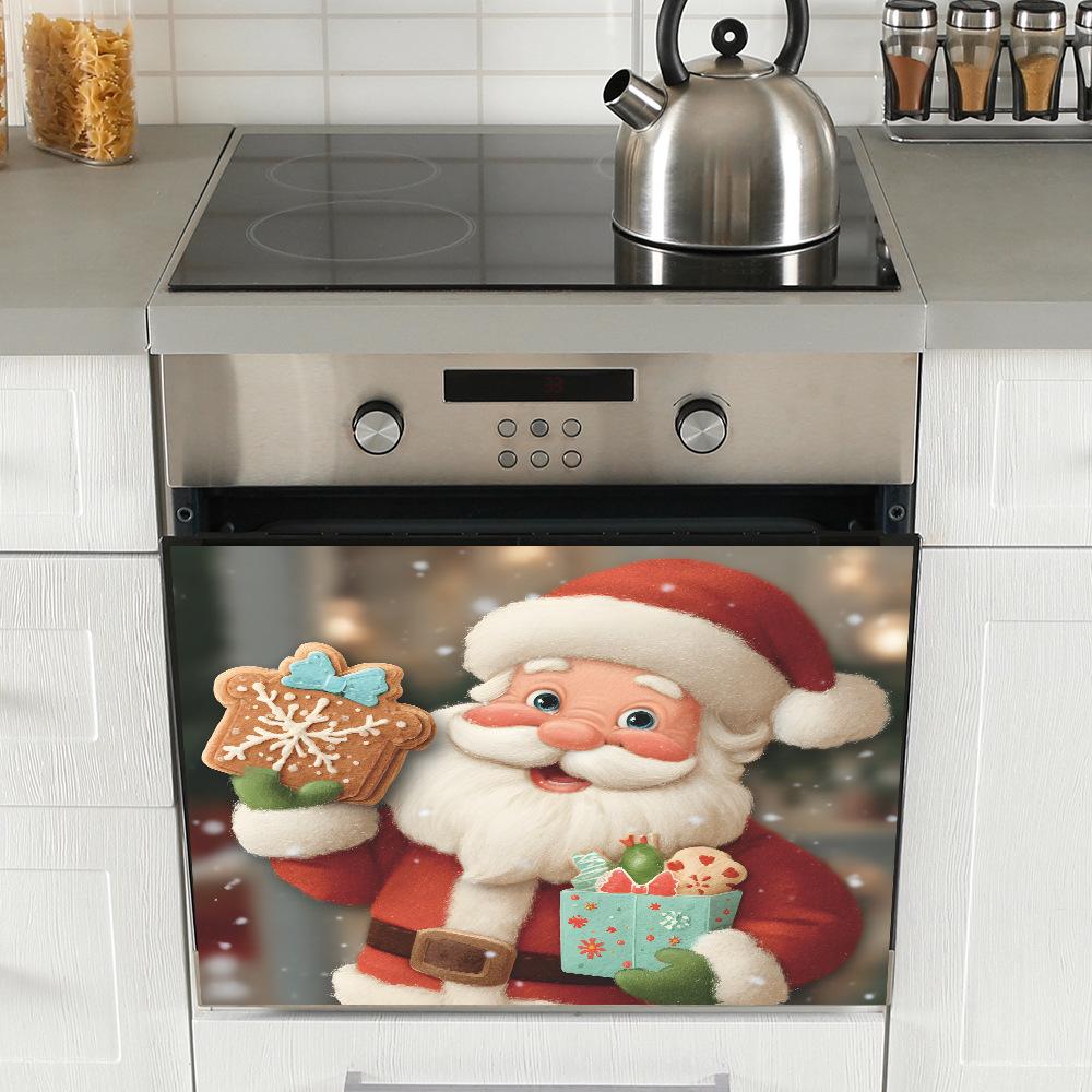 Creative Santa Claus and Gift Kitchen Restaurant Dishwasher Festive Atmosphere Decorative Stickers