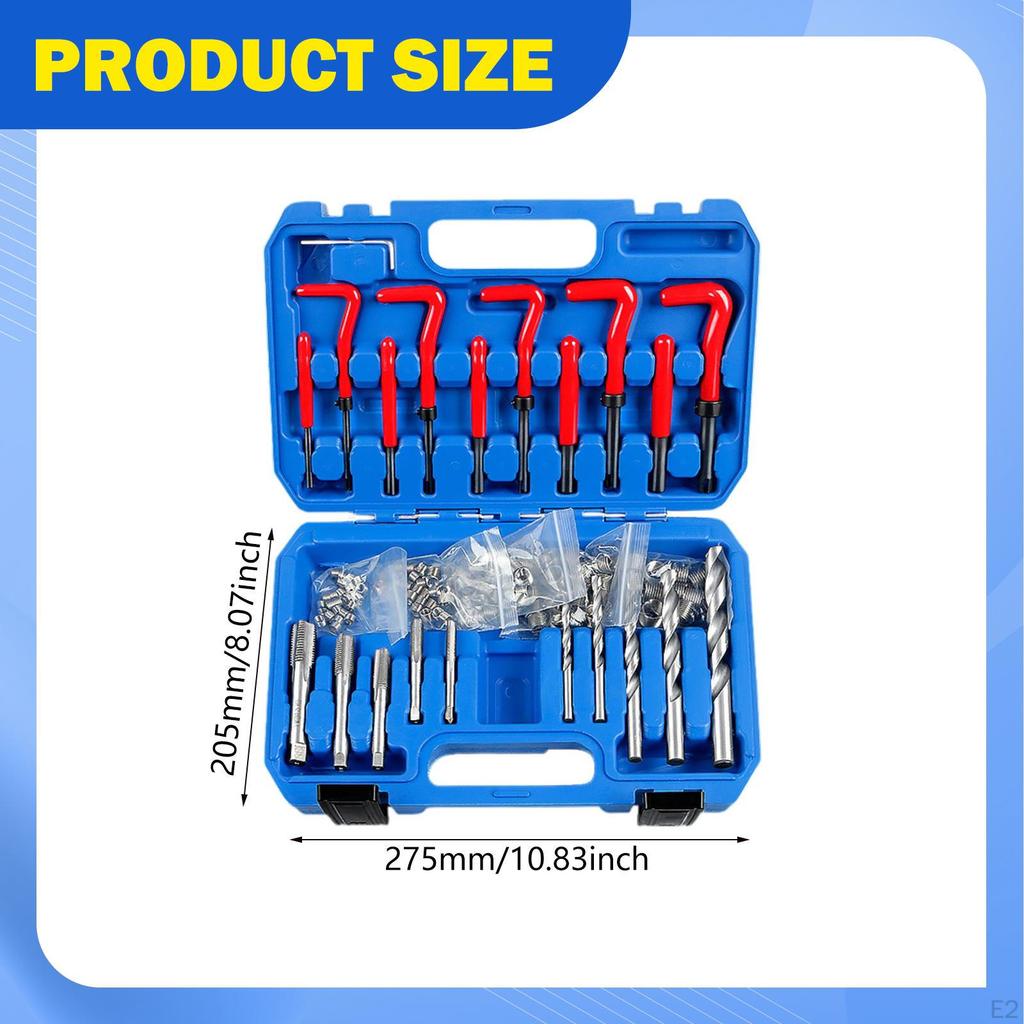 131 Pieces Metric Rethreading Tool Kit, HSS Drill Repair Kit for Car Repair, Automotive