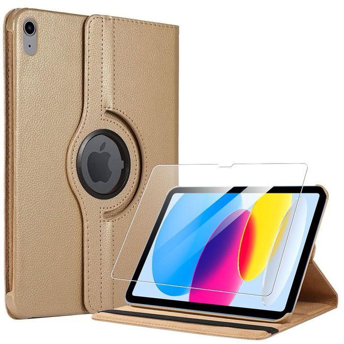 Coque + Verre Trempé - BOOLING - iPad A16 (11") / iPad 10 2022 - Support Rotatif - Doré - Protection