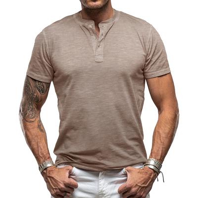 Kurzärmlige Henley-Shirts für Herren im Sommer, bequeme T-Shirts, lässige Basic-Oberteile, einfarbige Sport-T-Shirts mit 3 Knöpfen, athletische Workout-T-Shirts für Männer