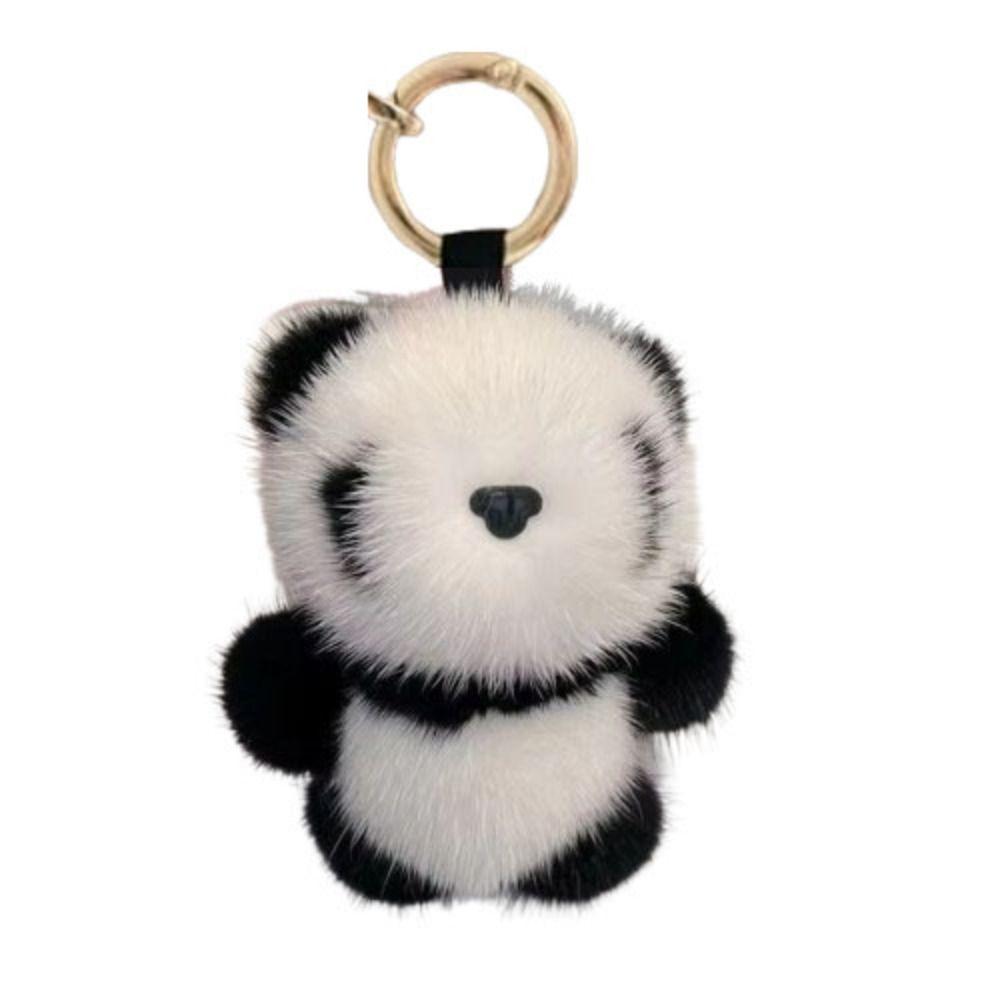 Animal Dolls Panda Furry KeyChain Imitation Mink Fur Mink Hair Keyrings  Bag Charm