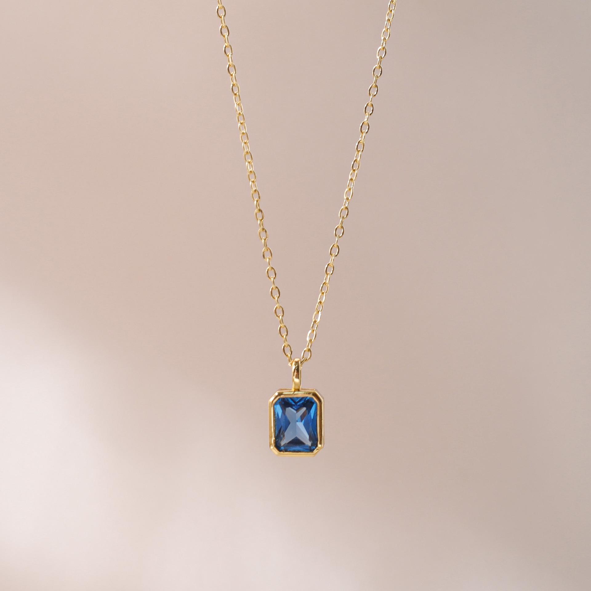 

Декабрьский камень рождения, квадратная подвеска, ожерелье, дизайн «капля воды», медь, гальваническое покрытие золотом 18 карат, аксессуары-цепочки для ключиц. Copper [Electroplated Real Gold]