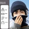 Unisex Warm Fleece Lined Knitted Hat Set for Men Winter Cycling Windproof Cold Proof Large Brim Woolen Overhead Accessory