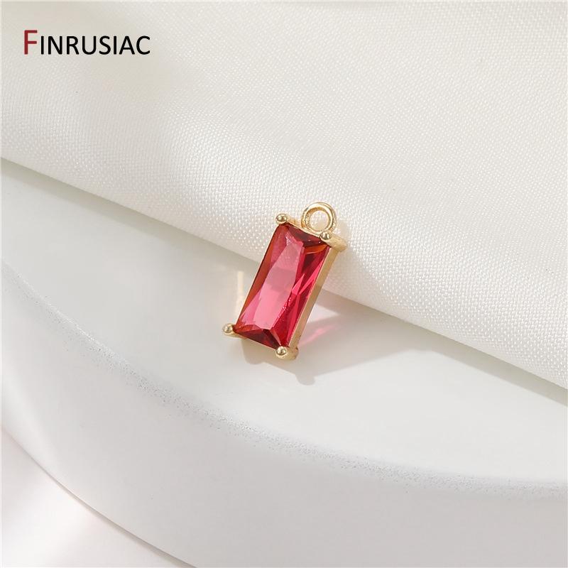 DIY Pendant Necklace Making Accessories 14K Gold Plated Brass Zircon Geometric Charms For Women Jewelry Making Supplies