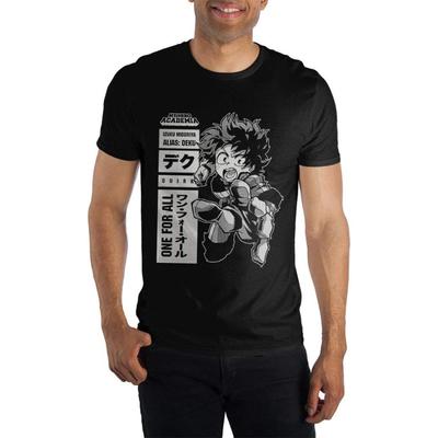 MHA My Hero Academia Izuku Midoriya One for All Quirk Men's Black T-Shirt Tee Shirt