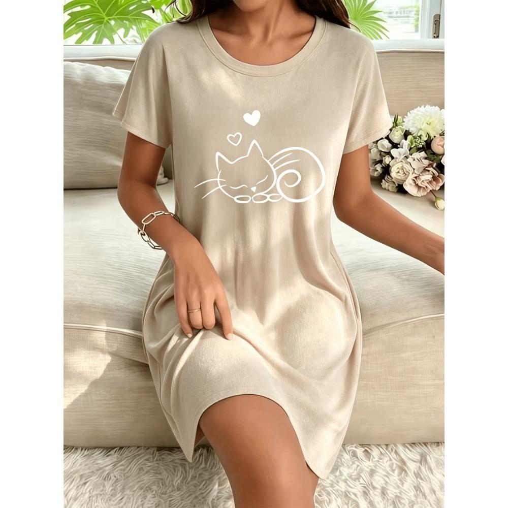 Korean-style Minimalist Casual Cute Sleeping Cat Print Women's Short