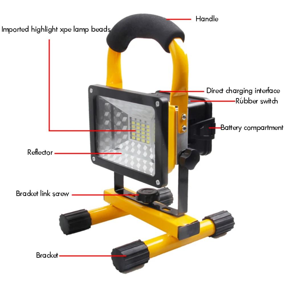 Rechargeable LED Work Light 30W 2400LM Outdoor Flood Light IP65 Waterproof Camping Security Lights for Outdoor Lighting/ Hunting