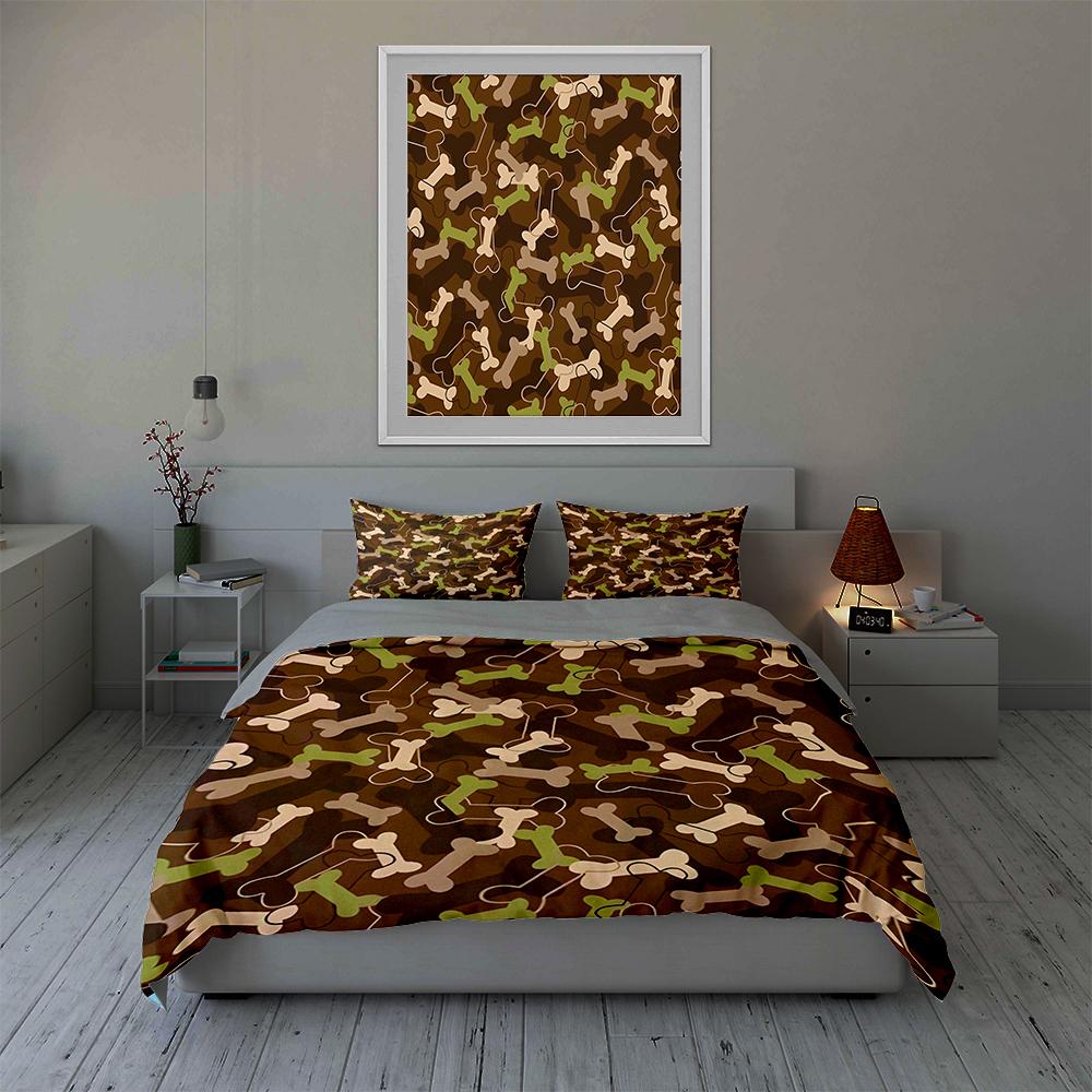 Bone camouflage pattern Bedding Duvet cover sets Duvet covers Pillowcases gifts (1 * Duvet Cover 2 * Pillowcases, without duvet insert)