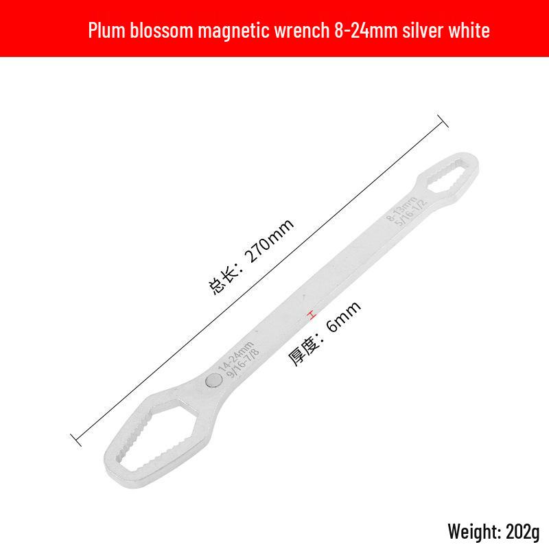 Multi-Purpose 8-22mm Self-Tightening Double-Head Wrench: Box-End & Open-End