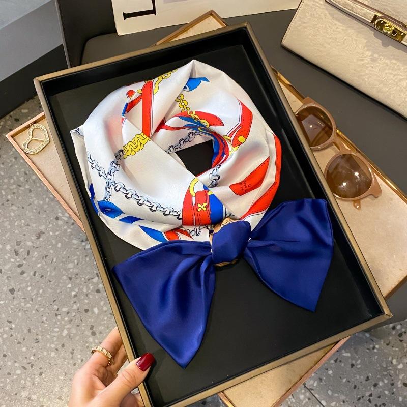 Satin high-end tied hair long silk scarf headband elegant and simple versatile hair band headband streamer hair accessories women's tied bag