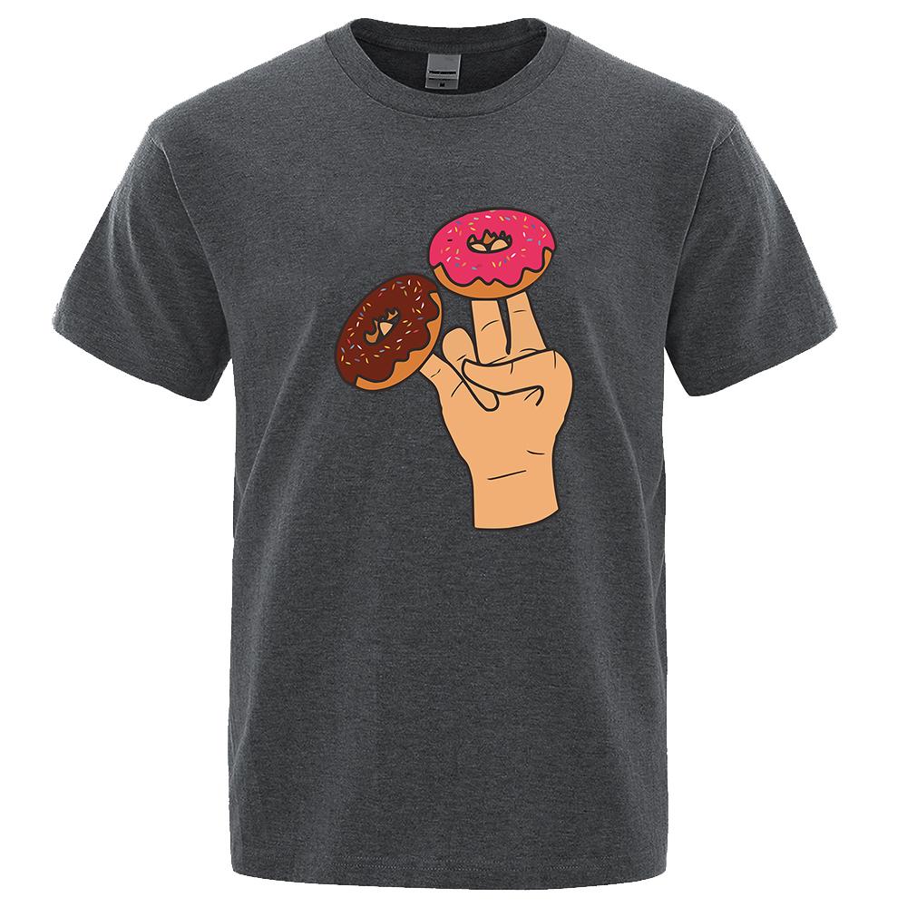Two Donuts Are Needed Every Day Printed T-Shirts Men Casual Loose Clothing Oversized Summer Tops Cotton Hip Hop Harajuku Tshirts