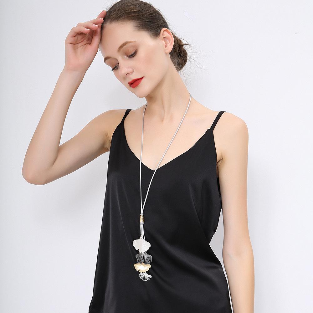 Accessories Necklace Atmospheric Ginkgo Biloba Long Women'S Fashion Alloy Sweater Chain