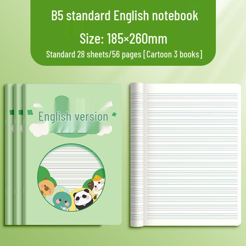 Primary School English Workbook for Ages 3-6 - Thick 16k Pages, Cartoon Cover