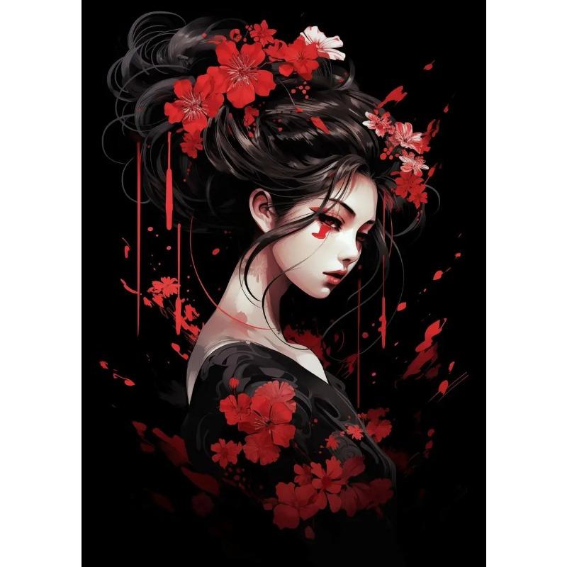 Japanese Dragon Geisha Art Poster Canvas Wall Art Paintings Elegance of Geisha Pictures Wall Art Mural for Home Room Decoration