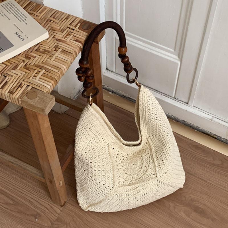IELGY Lazy Style Knitted Summer Shoulder Vacation Beach Bag Large Capacity Tote Bag