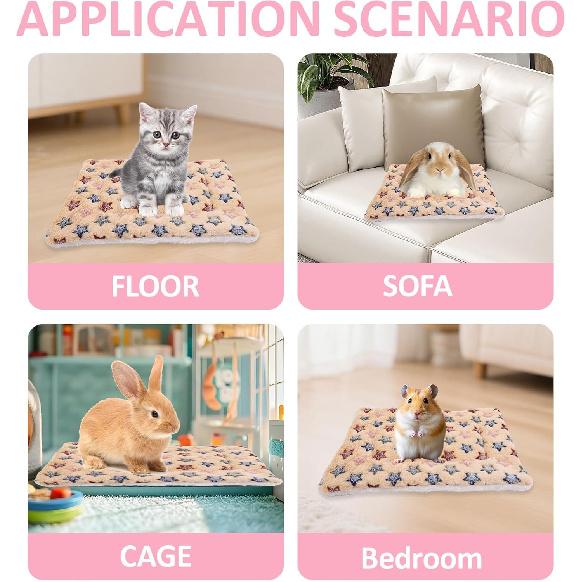 2PCS Guinea Pig Bed Mat, Washable Small Animal Bed, Bunny Rabbit Pillow Blanket(12.6 x 9.8 Inch)