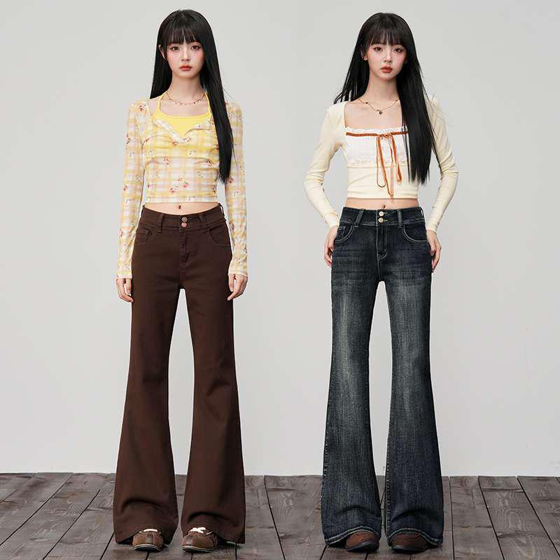 Retro American High Waist Flare Slimming Jeans for Women M