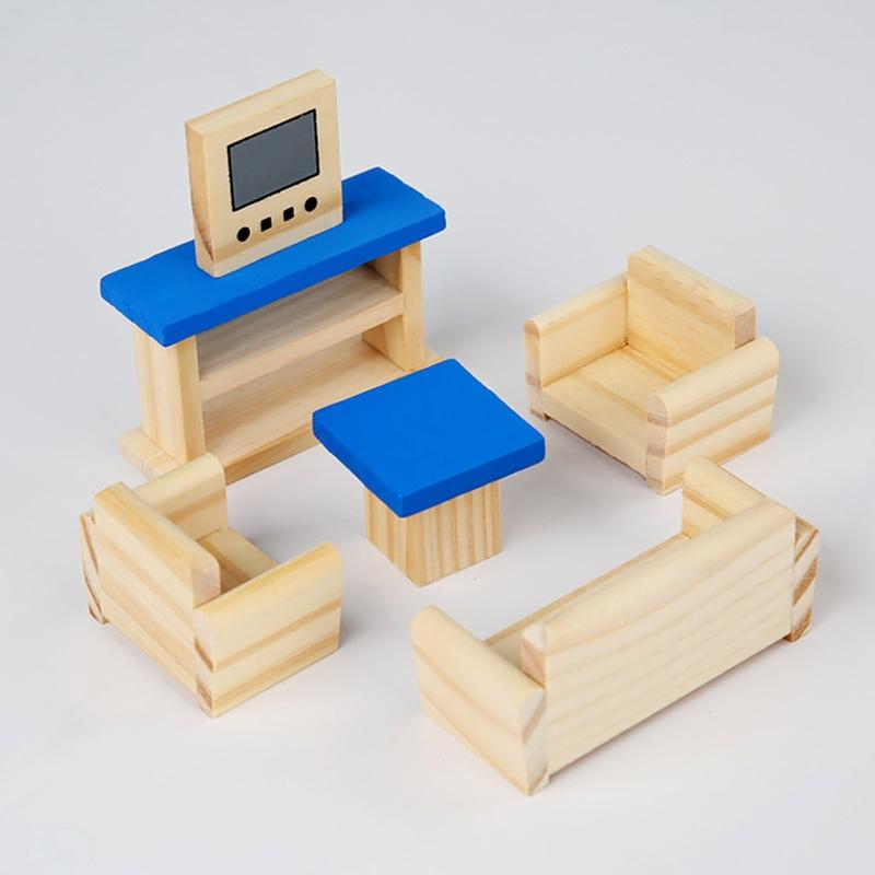 1:12 Model Bedroom Living Room Furniture Wooden Closet Bed Table Micro Landscape Dollhouse Decor Ball Joint Dolls Accs