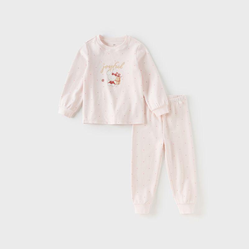 David Bella Girls' Autumn Clothing Set Christmas Children's Underwear Set Spring New Antibacterial Pajamas Warm Class a