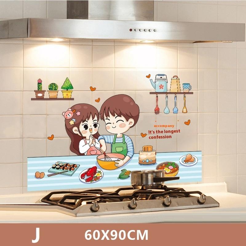 Kitchen Self Adhesive Oil-Proof Wall Stickers High-Temperature And Oil Smoke Resistant Tiles Sticker Proof Waterproof Wallpaper