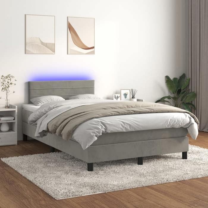 VidaXL Sommier à Lattes de Lit avec Matelas et LED, Lit Rembourré, Lit Double, Lit Adulte de Chambre à Coucher Intérieur, 3134453