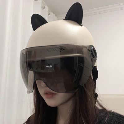 Certified Cat Ear Electric Bike Helmet for Men & Women: Sun Protection, All-Season Safety