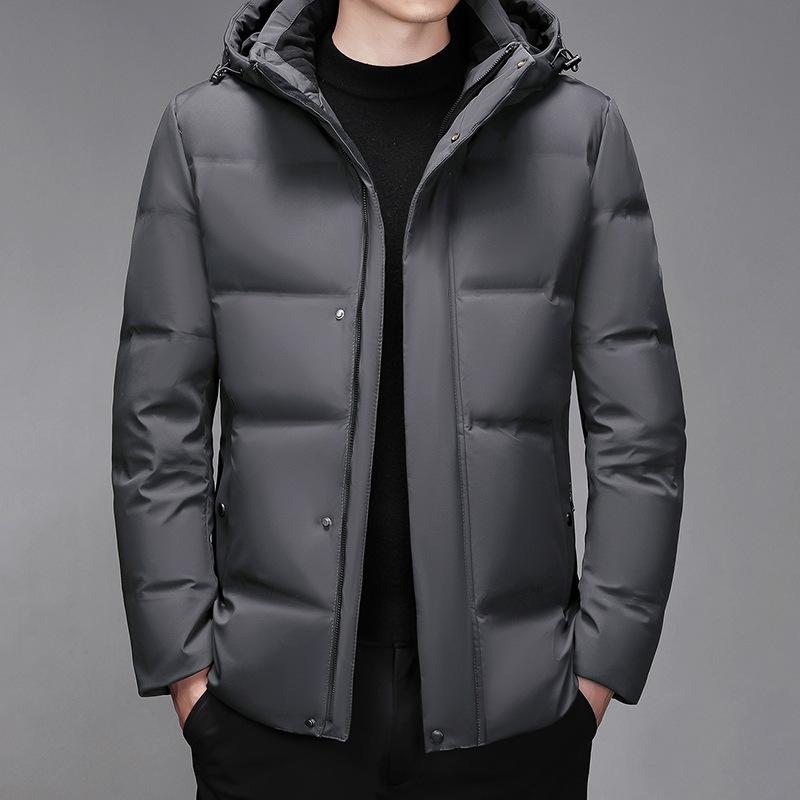 Short Down Jacket Men's Winter New Men's Hooded Jacket Versatile Solid Color Lapel Loose Warm Casual Men's Clothing