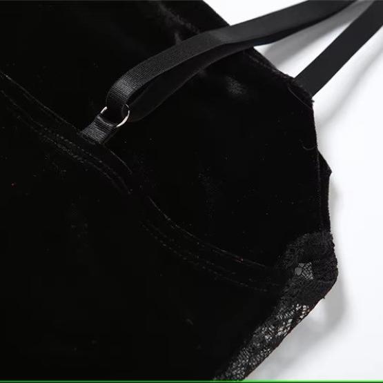 Gothic Goth Dark Velvet Elegant Corset Dress Lace Patches Sheer Sling Party Red Black Ladies Backless Clothes