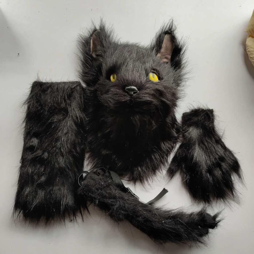 Plyšová kočičí maska Latex s kožichem Zvířecí Cosplay Kostýmy Rekvizity Hrůza Halloween Párty Maškaráda Mardi Gras Karnevalové masky