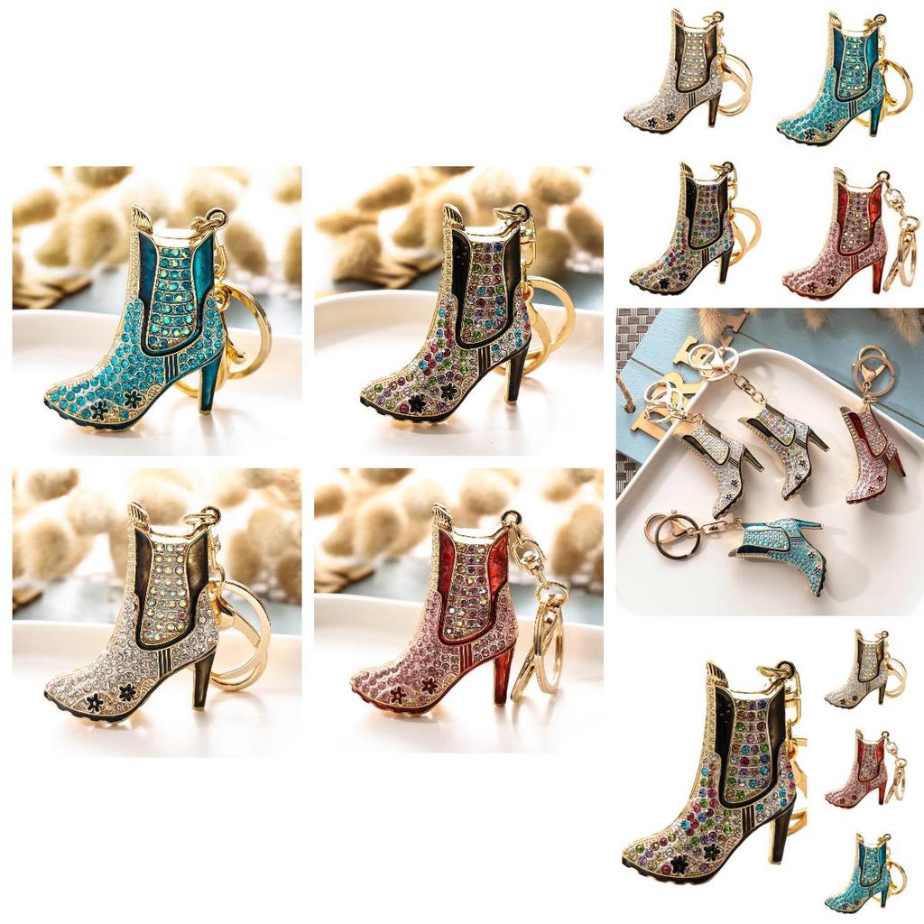 European And American Style Shoe Charm Keyring With Sparkling Rhinestones Creative And Lovely Gift