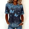 Women's Fashion Collar Cowboy Splicing Sweatshirt Casual Printed Hoodie Short Sleeve Shirt Top