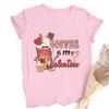 Outfit Tee FeUnisex Sleeve Tshirt Holiday Girls T Shirt Happy Valentine Print Women Shirts Valentines Party Aesthetic Clothes