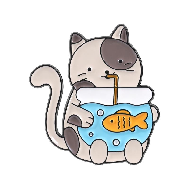 Multi Animal Style Cute Healing Enamel Pins Cat Duck Goose Goofy Style Brooches Lapel Badge Funny Jewelry Gifts Accessories