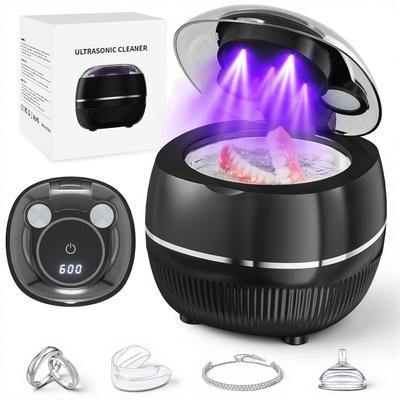 Machine Nettoyeur à Ultrasons UV pour Contenants avec Minuterie Numérique 48kHz Pod de Nettoyage Dentaire pour Garde-Nuits Protège-Dents Aligneurs Appareils Dentaires Brosse à Dents Bijoux
