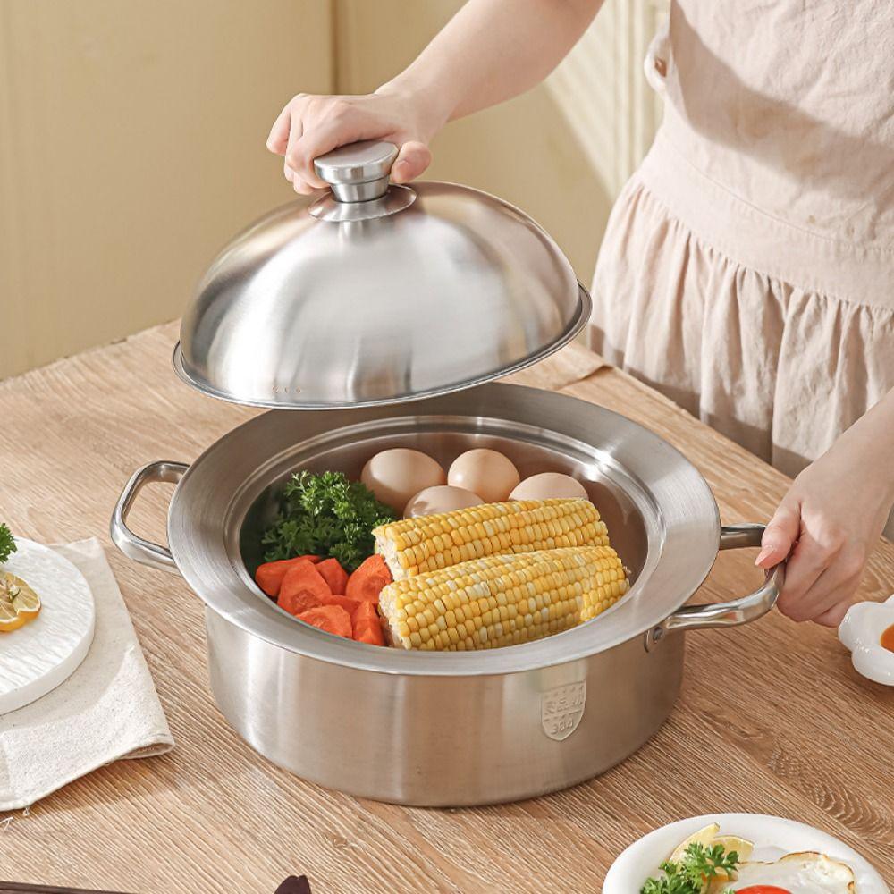 with Lid Food Steam Plate Portable Round Pot Insert Tray Kitchen Steamer Holder  Kitchen Supplies