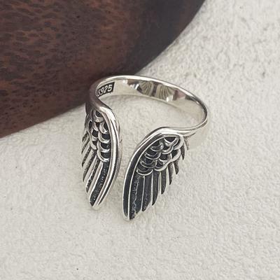 925 Silver Rings For Women Men Fine Jewelry Finger Adjustable Open Wing Shape Ring For Party Birthday Gift