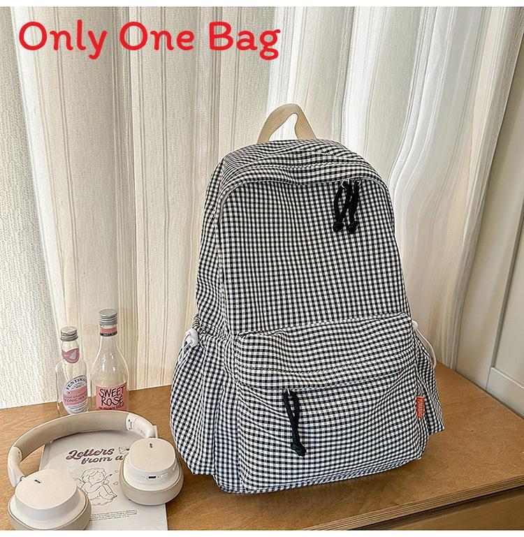 Student Backpack With Durable Nylon And Sweet Plaid Pattern For Teens Black Small