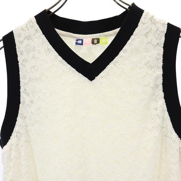 MSGM Made In Italy No Sleeve V Neck Cut 38 White System Best Women Used